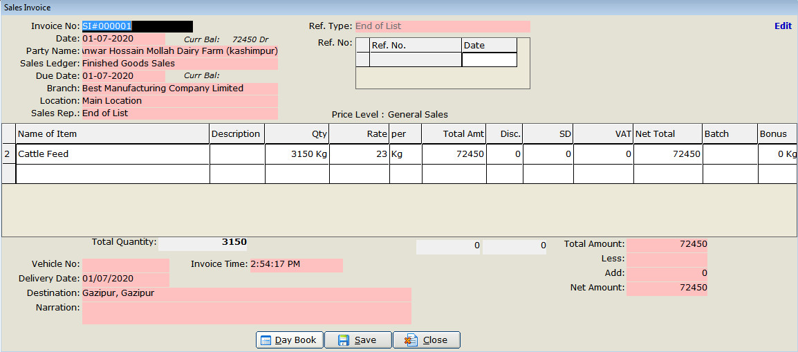 Sales Invoice Local Orginal